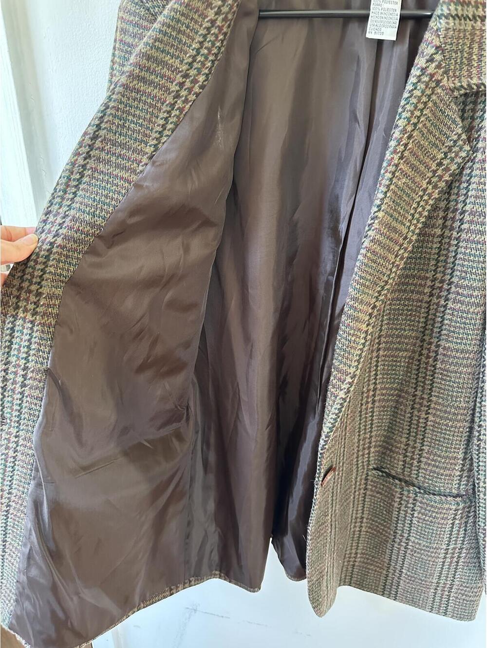 Saga Harbor Women's Plaid Blazer Jacket Size 14 Brown Multicolor - Picture 4 of 5